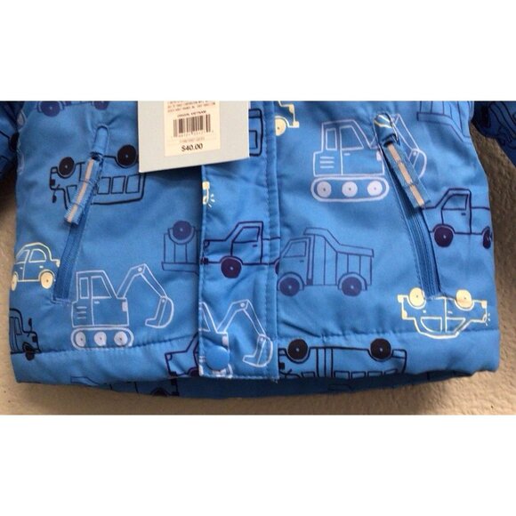 Cat & Jack NWT Zip-Up Winter 3-In-1 Jacket Blue Trucks Size 12 Months Flaw - Picture 4 of 12